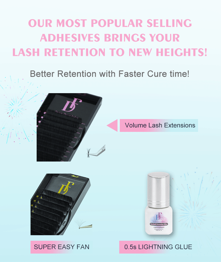  Better Retention with Faster Cure time! Volume Lash Extensions SUPER EASY FAN 0.5s LIGHTNING GLUE 